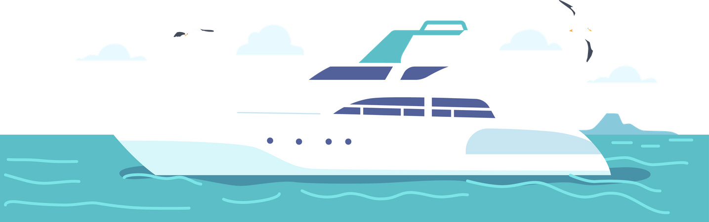 Yacht In Ocean Illustration