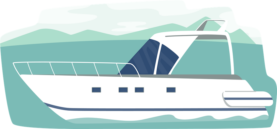 Yacht In Ocean  Illustration