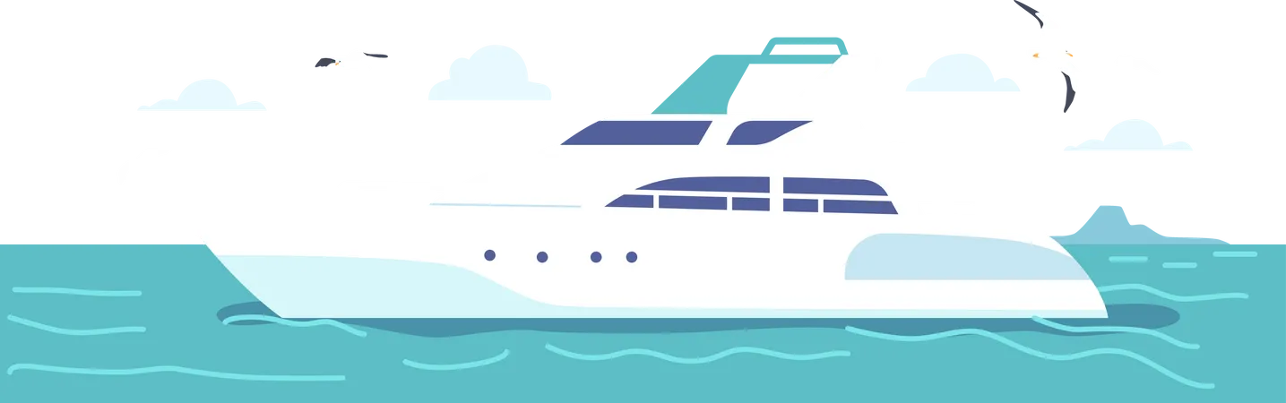 Yacht In Ocean  Illustration