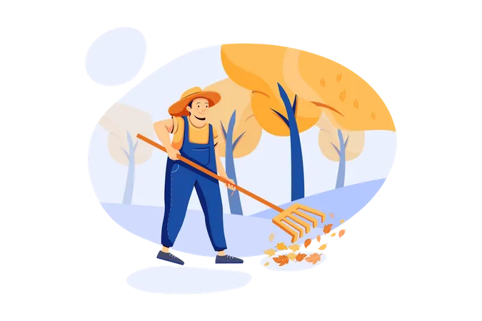 Yard or garden cleaning Work service  Illustration