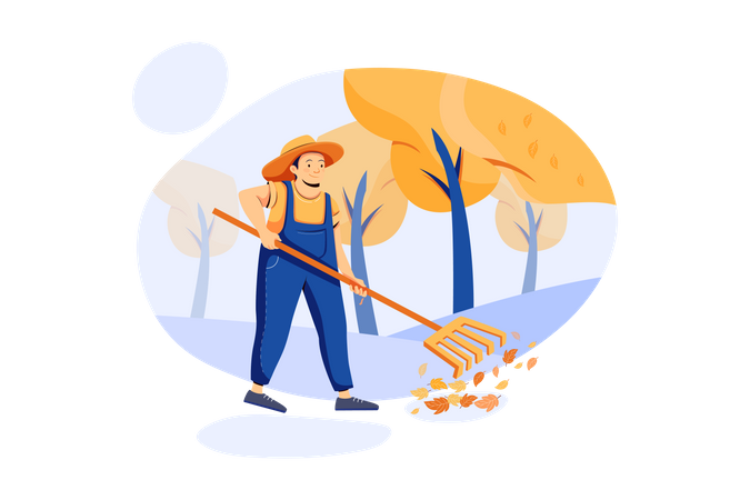 Yard or garden cleaning Work service  Illustration