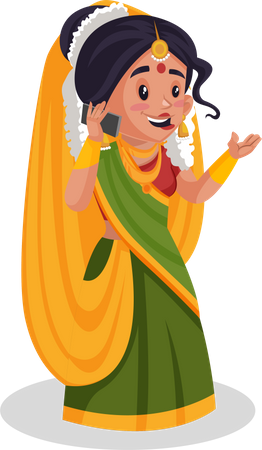 Yashoda maa talking on phone  Illustration