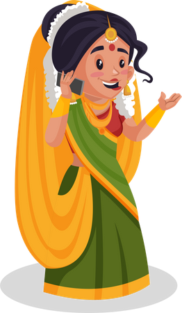 Yashoda maa talking on phone  イラスト