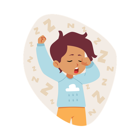 Yawning a little boy in pajamas  Illustration