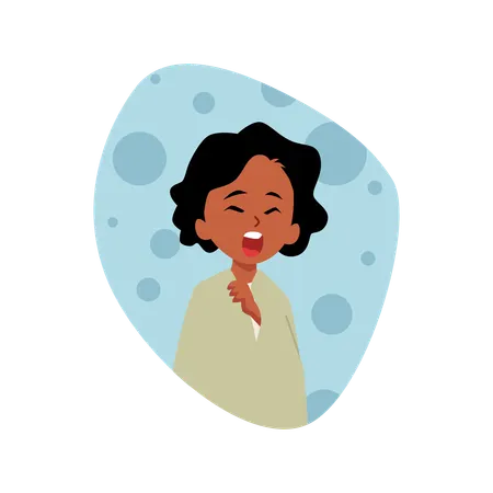 Yawning little girl in a blanket  Illustration