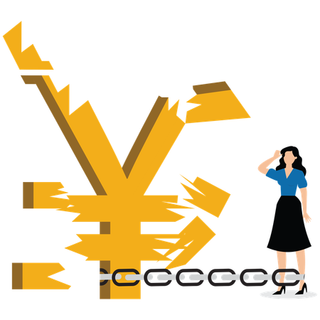 Yen or Chinese Currency Collapse  Illustration