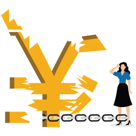 Yen or Chinese Currency Collapse  Illustration