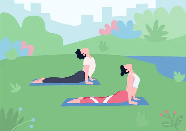 Yoga al aire libre  Ilustración