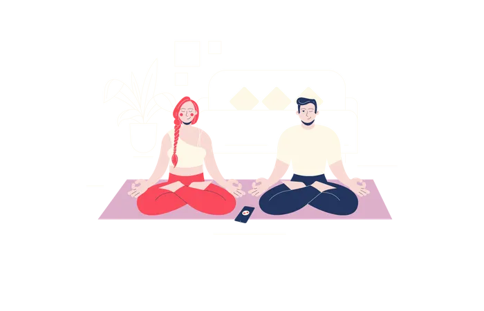 Yoga at home  Illustration