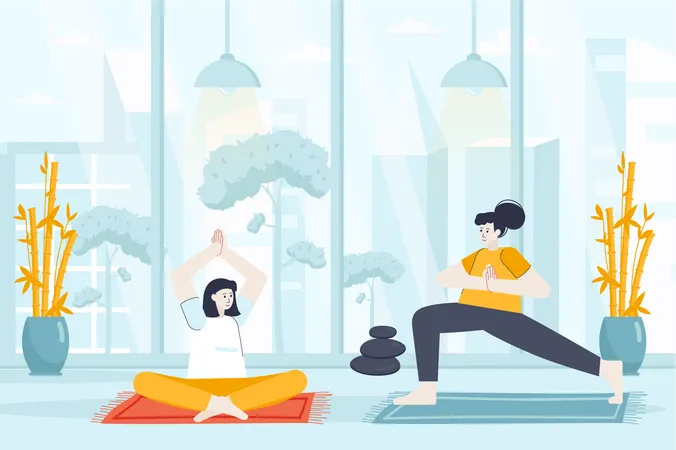 Yoga at home  Illustration