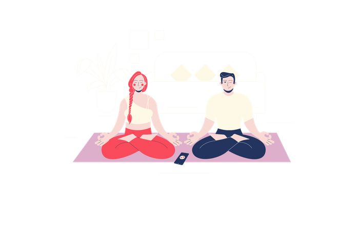 Yoga at home  Illustration