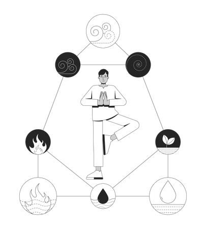 Yoga ayurveda and balance of natural elements  Illustration