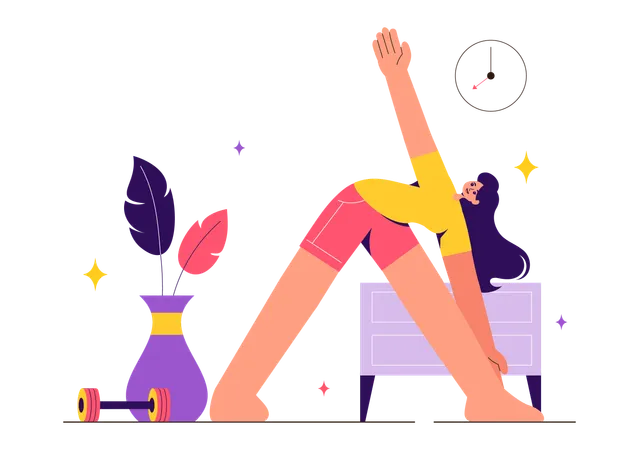 Yoga doing exercise at home  Illustration