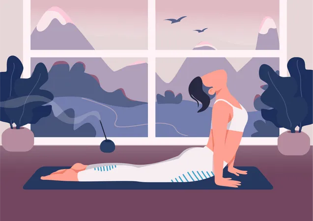 Yoga en casa  Ilustración