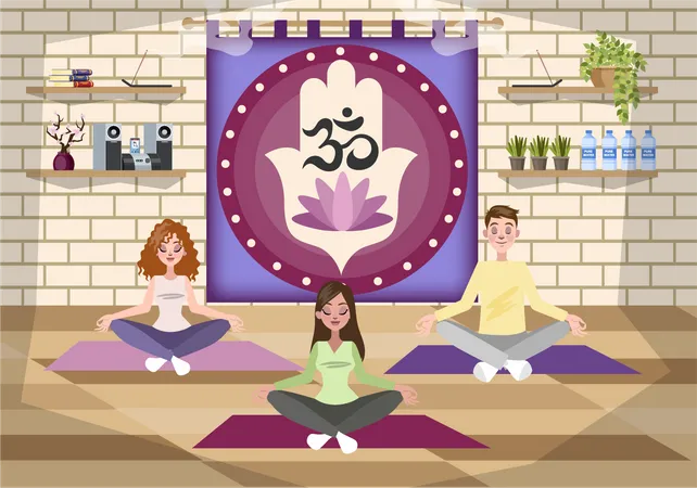 Yoga en el gimnasio  Ilustración