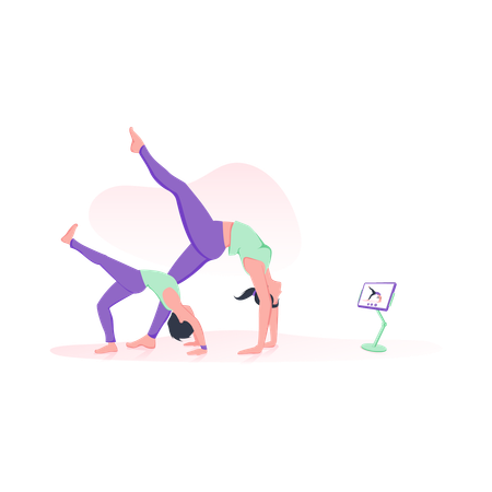 Yoga en ligne avec un enfant  Illustration