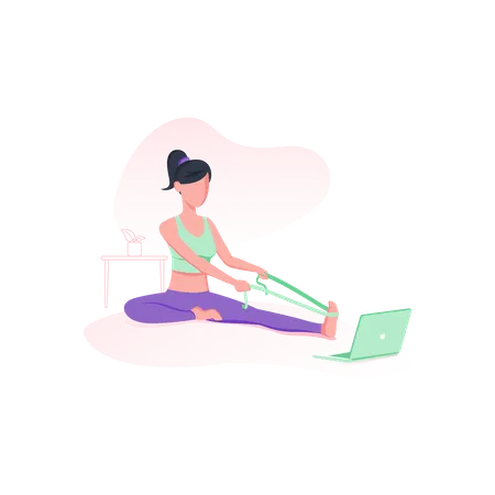 Yoga en ligne avec des sangles  Illustration