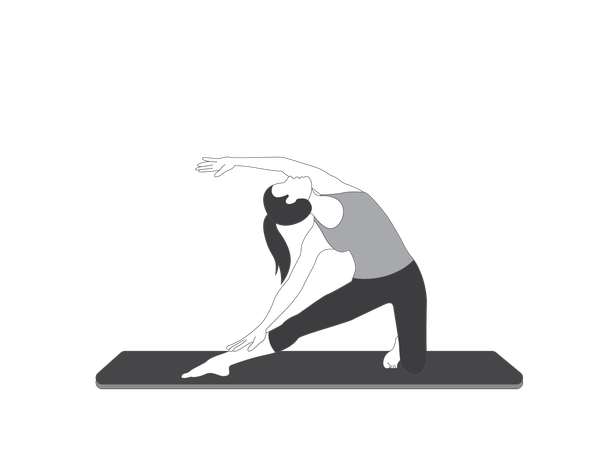 Fille de yoga faisant des exercices d'étirement du corps  Illustration