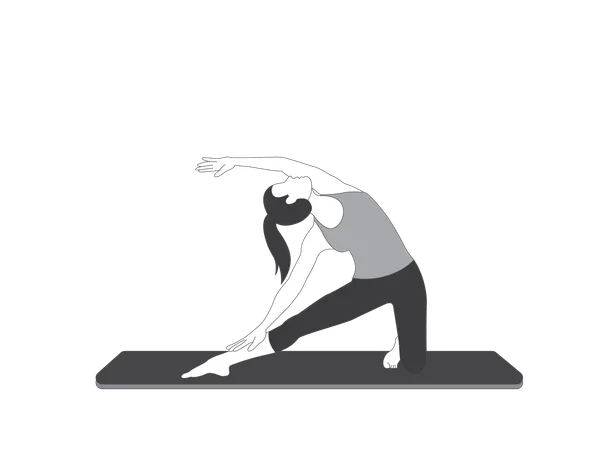 Fille de yoga faisant des exercices d'étirement du corps  Illustration