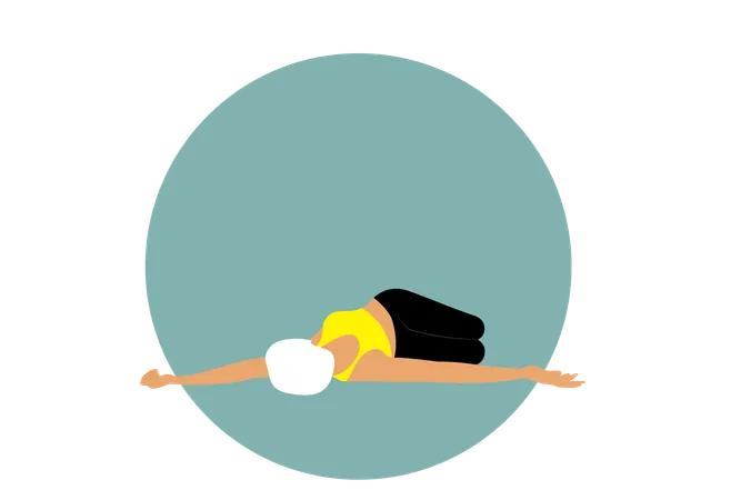 Yoga Girl faisant une pose de torsion abdominale  Illustration