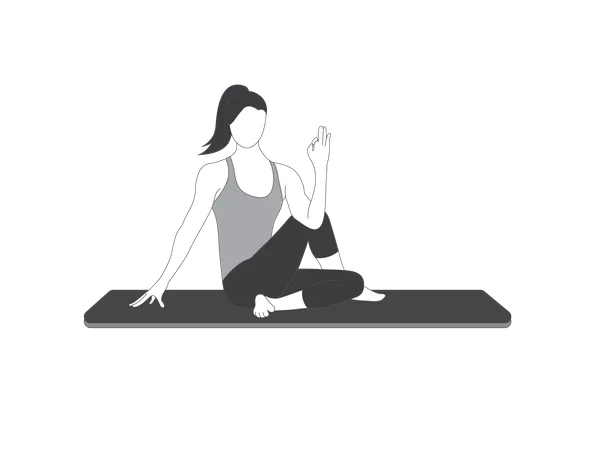 Fille de yoga faisant Ardha Matsyendrasana  Illustration