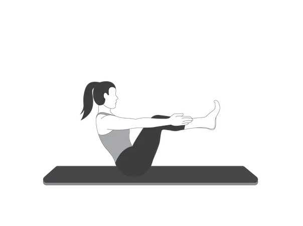 Fille de yoga faisant la pose de bateau  Illustration