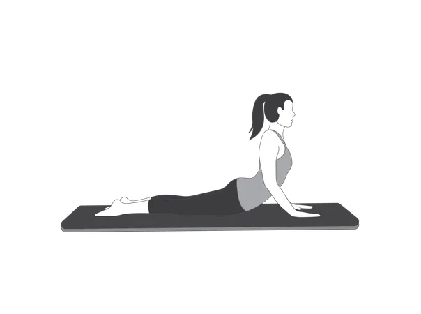 Fille de yoga faisant du bhujangasana  Illustration