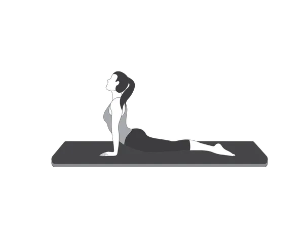 Fille de yoga faisant du bhujangasana  Illustration