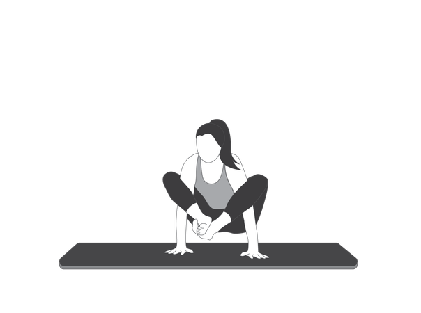 Fille de yoga faisant la pose de Bhujapidasana  Illustration