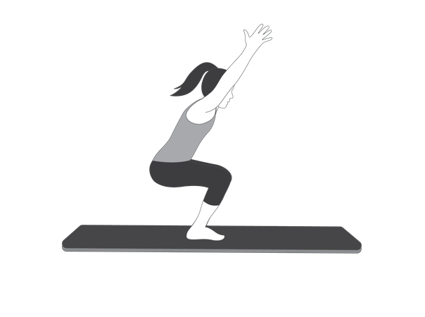 Yoga Girl faisant la pose de chaise  Illustration