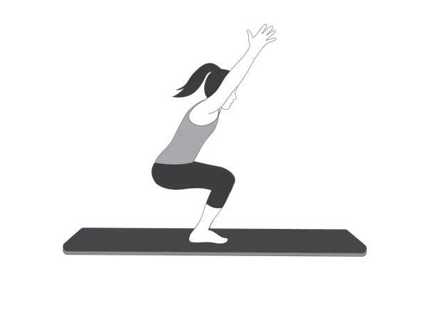 Yoga Girl faisant la pose de chaise  Illustration