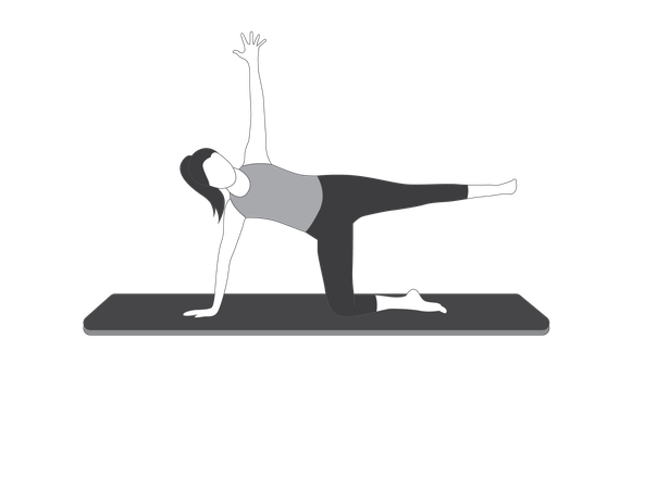 Fille de yoga faisant la moitié de la planche latérale  Illustration