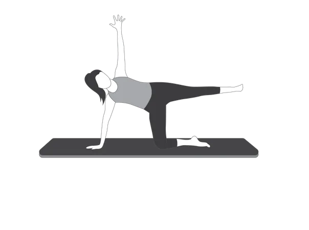 Fille de yoga faisant la moitié de la planche latérale  Illustration