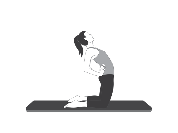 Fille de yoga faisant une pose arrière  Illustration