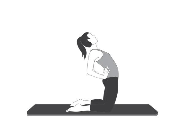 Fille de yoga faisant une pose arrière  Illustration