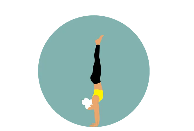 Fille de yoga faisant le poirier  Illustration