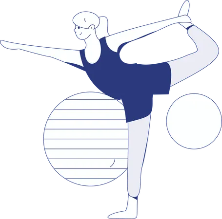 Fille de yoga faisant Natrajasana  Illustration