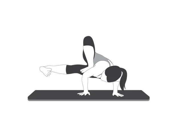 Fille de yoga faisant des actions de pose à huit angles  Illustration
