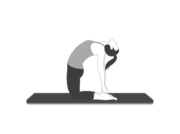 Fille de yoga faisant la pose de chameau  Illustration