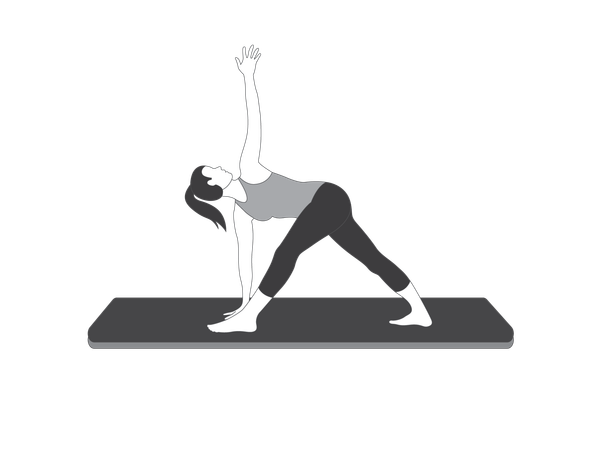 Fille de yoga faisant une pose triangulaire  Illustration