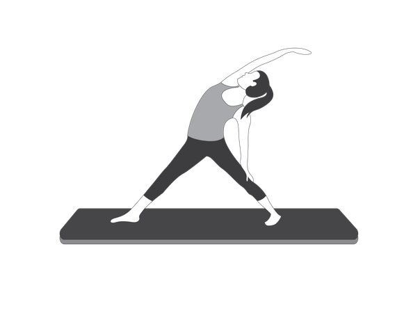 Fille de yoga faisant une pose triangulaire  Illustration