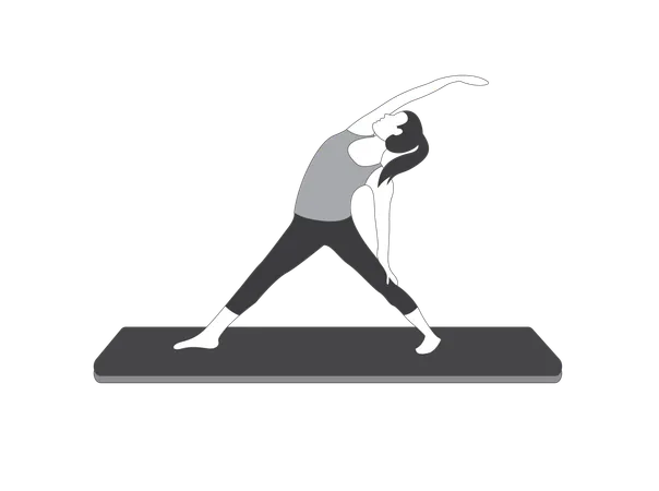 Fille de yoga faisant une pose triangulaire  Illustration