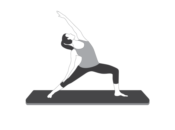 Fille de yoga faisant une pose triangulaire  Illustration