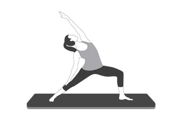 Fille de yoga faisant une pose triangulaire  Illustration