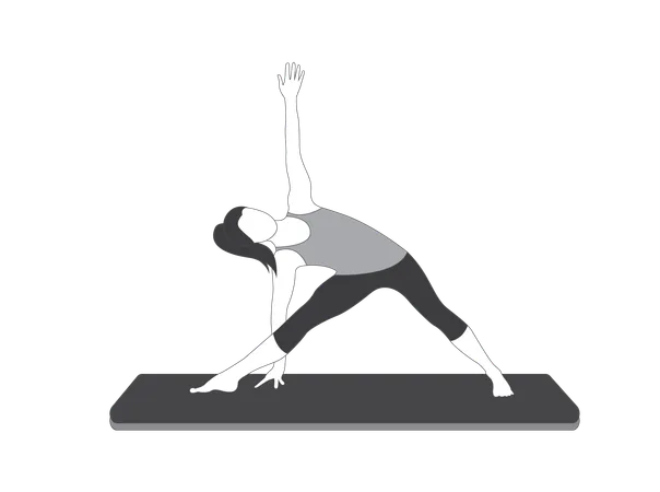 Fille de yoga faisant une pose triangulaire  Illustration