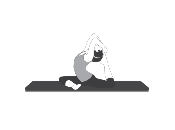 Yoga Girl faisant une pose de pigeon royal sur une jambe  Illustration