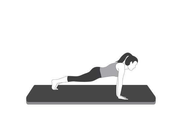 Fille de yoga faisant une pose de planche haute  Illustration