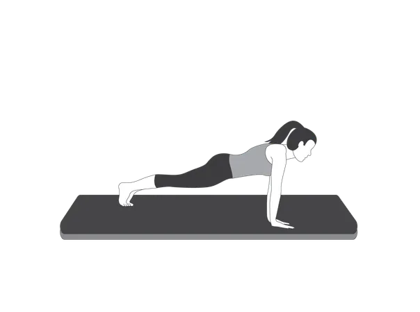 Fille de yoga faisant une pose de planche haute  Illustration