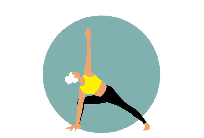 Fille de yoga faisant Utthita Trikonasana  Illustration