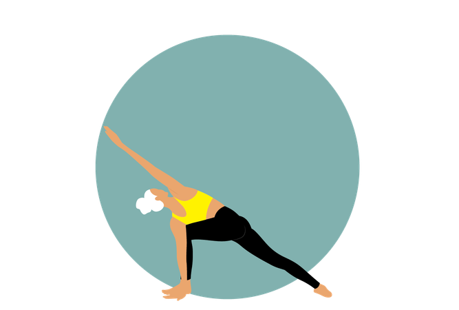 Fille de yoga faisant Utthita Trikonasana  Illustration